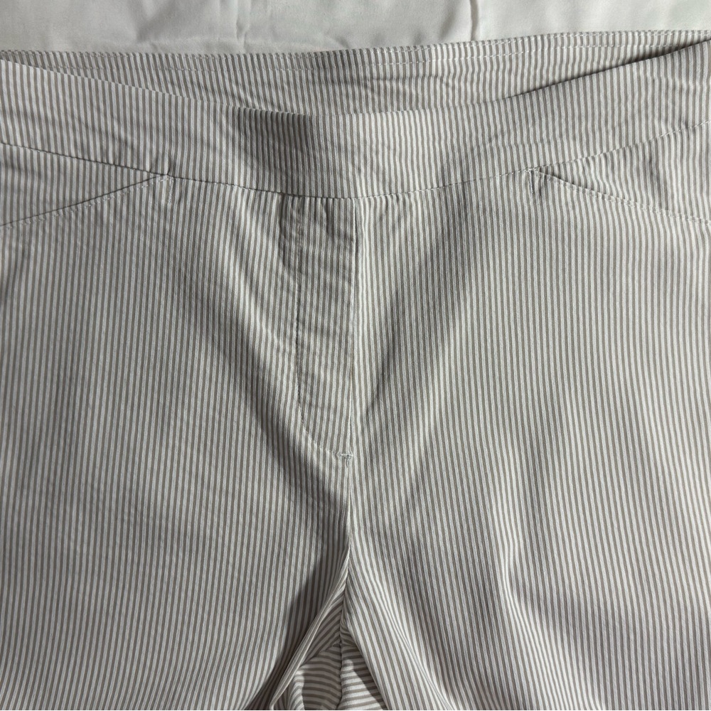 Zac & Rachel Ankle Pull on High Rise Pants Thin Vertical Beige/Cream Stripes S12 - Picture 7 of 9